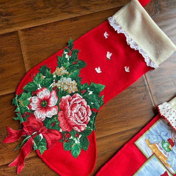Two Handcrafted Vintage Christmas Stockings - Picture 3 of 4